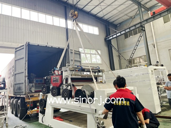 SPC flooring tile machine line delivery to demestic customer
